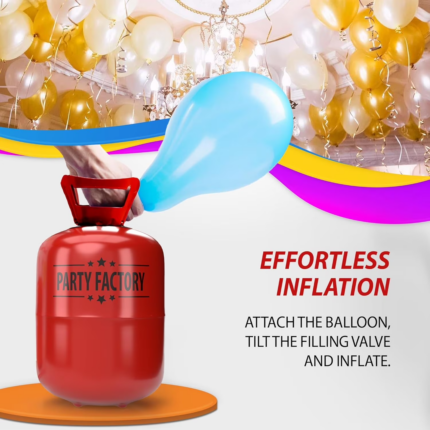 Party Factory 2-Pack 400L Disposable Helium Tank Kit – Fills Up to 100 9-Inch Balloons with Easy-Fill Valves