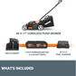 WORX WG743 40V Power Share 17-Inch Cordless Push Lawn Mower Kit with Two 4Ah Batteries and Dual Charger