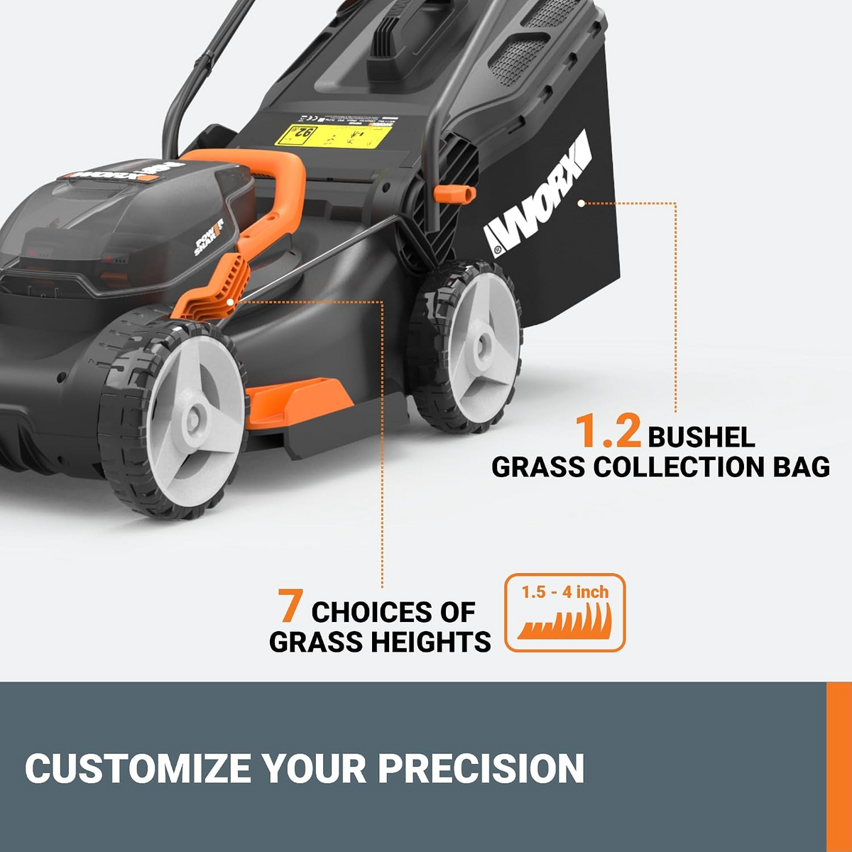 WORX WG743 40V Power Share 17-Inch Cordless Push Lawn Mower Kit with Two 4Ah Batteries and Dual Charger