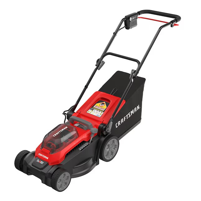 CRAFTSMAN V20 CMCMWP120M2 15-Inch Cordless Push Lawn Mower Kit with Two 4Ah Batteries, Chargers and Bagger
