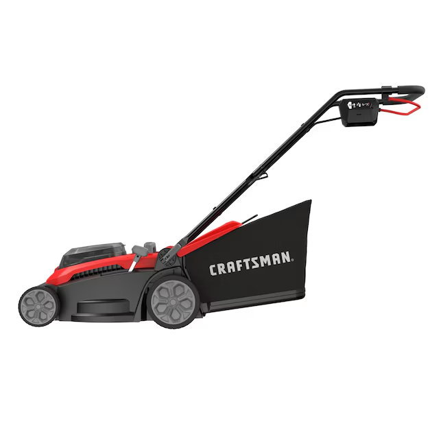CRAFTSMAN V20 CMCMWP120M2 15-Inch Cordless Push Lawn Mower Kit with Two 4Ah Batteries, Chargers and Bagger