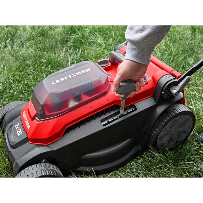 CRAFTSMAN V20 CMCMWP120M2 15-Inch Cordless Push Lawn Mower Kit with Two 4Ah Batteries, Chargers and Bagger