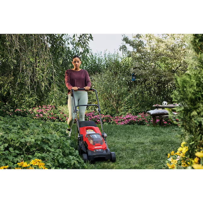 CRAFTSMAN V20 CMCMWP120M2 15-Inch Cordless Push Lawn Mower Kit with Two 4Ah Batteries, Chargers and Bagger