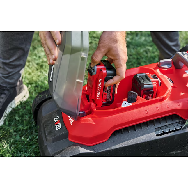 CRAFTSMAN V20 CMCMWP120M2 15-Inch Cordless Push Lawn Mower Kit with Two 4Ah Batteries, Chargers and Bagger