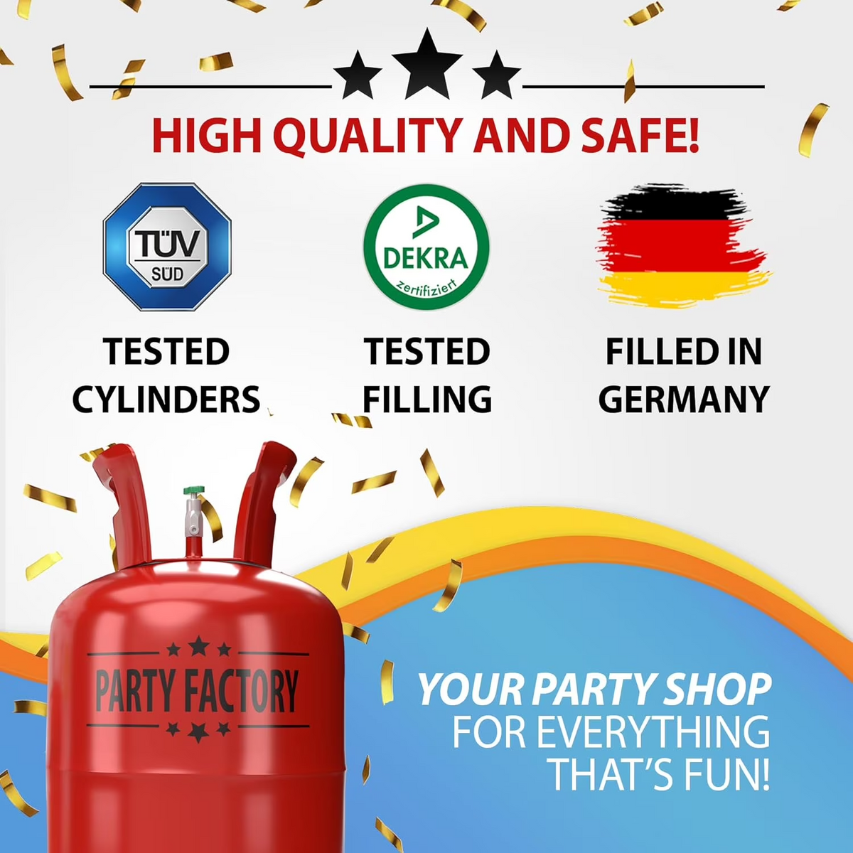 Party Factory 2-Pack 400L Disposable Helium Tank Kit – Fills Up to 100 9-Inch Balloons with Easy-Fill Valves