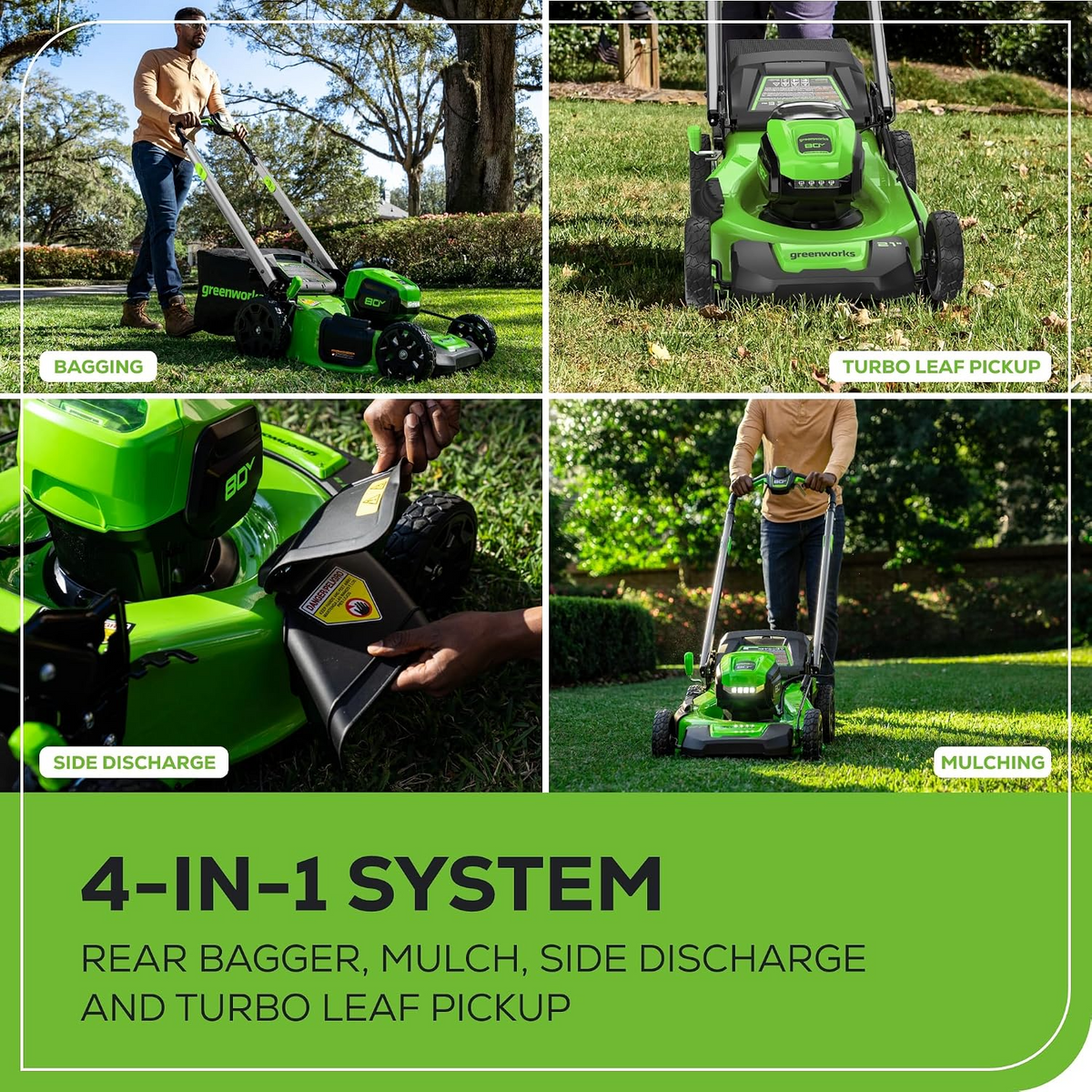 Greenworks 80V 21-Inch Brushless Self-Propelled Cordless Lawn Mower with 4.0Ah Battery and Charger
