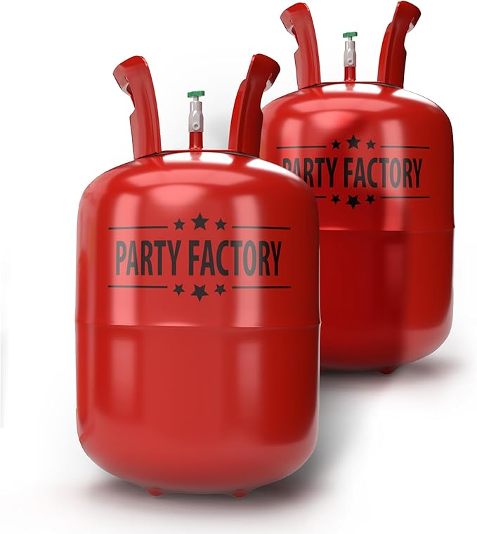 Party Factory 2-Pack 400L Disposable Helium Tank Kit – Fills Up to 100 9-Inch Balloons with Easy-Fill Valves