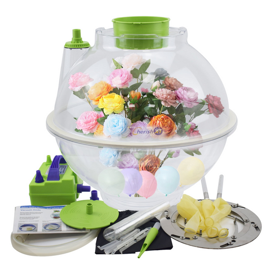 Cherish XT 17-Inch Balloon Stuffing Machine Kit with Expander, Air Pump, 5 BOBO Balloons and 5 Latex Balloons – Green