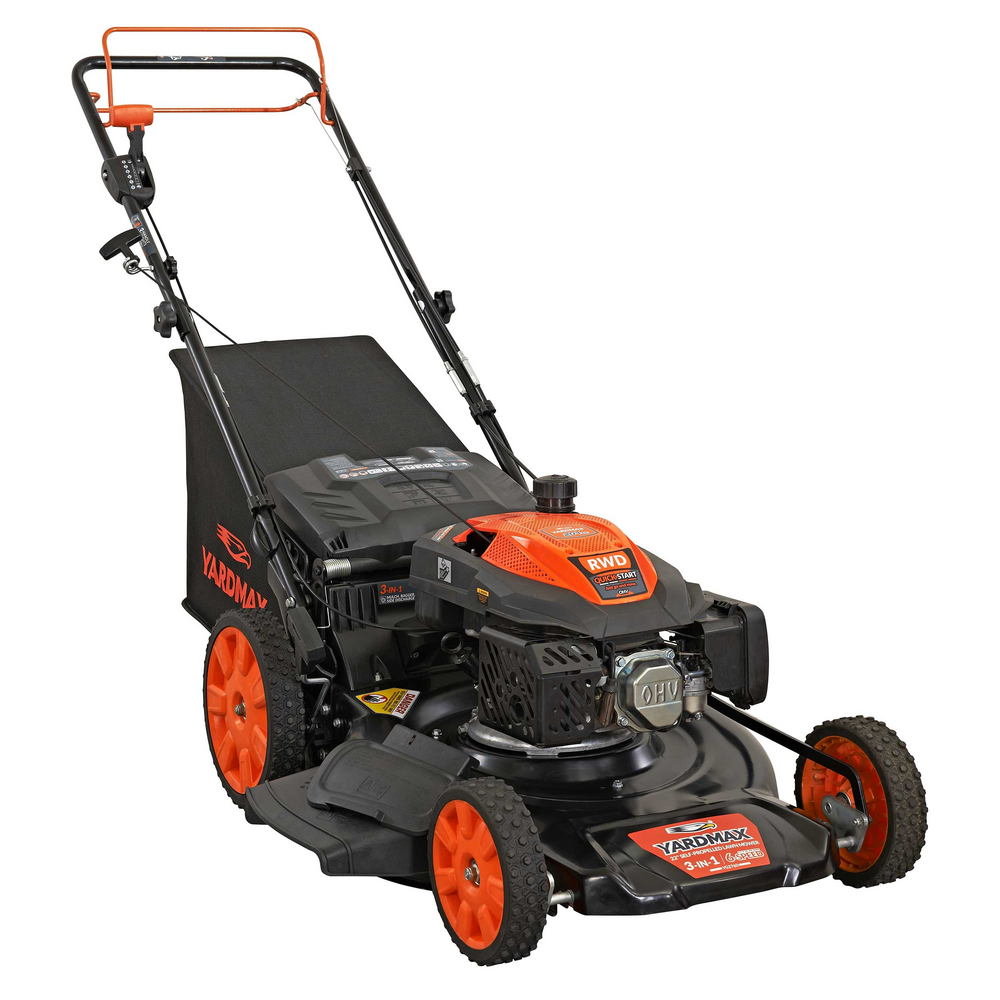 YARDMAX YG2760 22-Inch 201cc Gas Self-Propelled Lawn Mower, Rear-Wheel Drive, 3-in-1